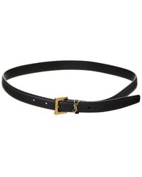 Saint Laurent - Cassandre Thin Leather Belt - Lyst