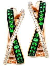Le Vian - Le Vian 14k Rose Gold 0.41 Ct. Tw. Diamond & Costa Smeralda Emeralds Earrings - Lyst
