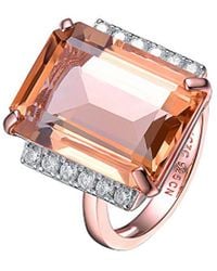 Genevive Jewelry - 18k Rose Gold Vermeil Cz Ring - Lyst