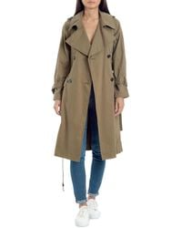 Avec Les Filles Raglan Double-breasted Long Trench Coat - Green