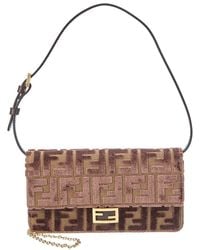 Fendi - Baguette Ff Velvet & Leather Wallet On Chain - Lyst