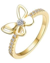 Rachel Glauber - 14K Plated Cz Butterfly Ring - Lyst