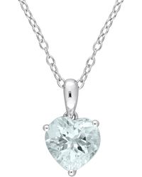 Rina Limor - Silver 1.50 Ct. Tw. Aquamarine Heart Pendant Necklace - Lyst