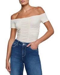 L'Agence - Baliegh Off-The-Shoulder Ruched Bodysuit - Lyst