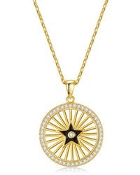 Genevive Jewelry - 14k Over Silver Cz Medallion Pendant Necklace - Lyst
