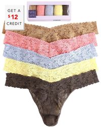 Hanky Panky - Signature Lace Original Rise Thong 5 Pack With $12 Credit - Lyst