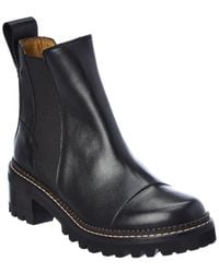 See By Chloé Mallory Shearling-lined Leather Chelsea Boots in Black ...