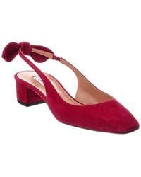 Aquazzura - Very Bow Tie 35 Suede Slingback Pump - Lyst