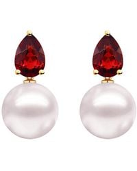 Kai Fine Jewelry - 14K 0.80 Ct. Tw. Garnet & 8-8.5Mm Pearl Drop Earrings - Lyst