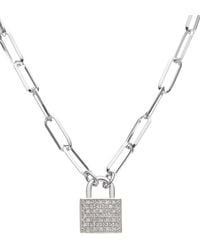 Meshmerise - 18K Over 0.25 Ct. Tw. Diamond Padlock Necklace - Lyst