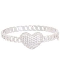 Juvell - 18K Plated Cz Heart Link Bangle Bracelet - Lyst