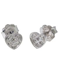 Diamond Select Cuts - Silver 0.05 Ct. Tw. Diamond Heart Earrings - Lyst