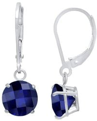 MaxColor - Silver 4.50 Ct. Tw. Lab-grown Blue Sapphire Dangle Earrings - Lyst