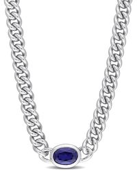 Rina Limor - Silver 1.27 Ct. Tw. Sapphire Curb Link Chain Necklace - Lyst
