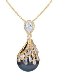 Splendid - 16Mm Pearl Cz Plated Pendant - Lyst