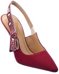Dior J'a Canvas & Leather Slingback Pump - Red