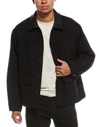 FRAME - Leather-trim Wool-blend Workwear Jacket - Lyst