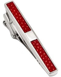 Hickey Freeman - Rhodium Plated Leather Tie Bar - Lyst