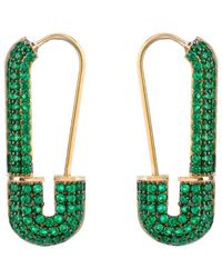 Gabi Rielle 14k Over Silver Cz Safety Pin Earrings - Green