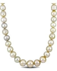 Pearls - 14k 0.06 Ct. Tw. Diamond 12-16mm Pearl Necklace - Lyst