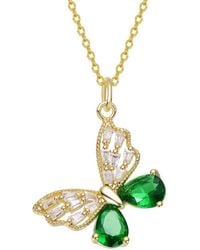 Rachel Glauber - 14K Plated Cz Butterfly Necklace - Lyst