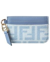 Fendi - Baguette Denim & Leather Card Case - Lyst