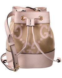 Gucci - Ophidia Mini Jumbo GG Canvas & Leather Bucket Bag - Lyst