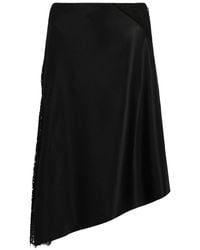Givenchy - Lace Insert Asymmetric Silk Midi Skirt - Lyst