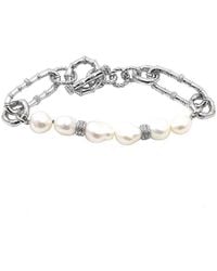Pearls - 0.02 Ct. Tw. Diamond & 8-9Mm Pearl Toggle Bracelet - Lyst