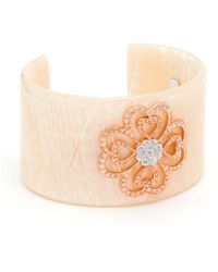 Diamond Select Cuts - 14k Over Silver 0.05 Ct. Tw. Diamond Filigree Bangle Bracelet - Lyst