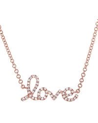 Sabrina Designs - 14k Rose Gold 0.11 Ct. Tw. Diamond Love Necklace - Lyst