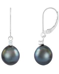 Splendid - 14k 0.1 Ct. Tw. Diamond 8-9mm Pearl Earrings - Lyst