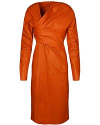 Bottega Veneta - Leather Draped Dress - Lyst