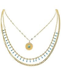 Liv Oliver - 18k Plated 9.75 Ct. Tw. Turquoise Layer Necklace - Lyst