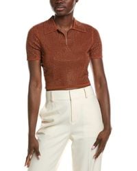 Sandro - Rhinestone Crop Polo Shirt - Lyst