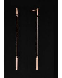 Italian Gold - 14k Italian Rose Gold Bar Dangle Earrings - Lyst