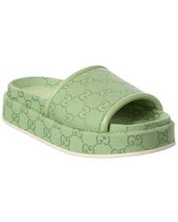 Gucci - Gg Canvas & Leather Platform Sandal - Lyst