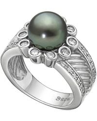 Belpearl - Silver 9mm Pearl Cz Ring - Lyst