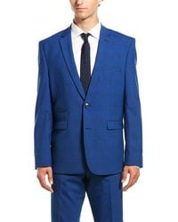 Vince Camuto Blue Plaid Two Button Notch Lapel Slim Fit Suit