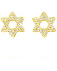 Suzy Levian - 14k 0.13 Ct. Tw. Diamond Star Of David Studs - Lyst