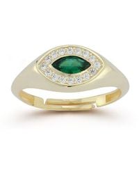 Sphera Milano - 14k Over Silver Cz Marquise Signet Ring - Lyst