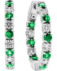 Diana M. Jewels - Fine Jewelry 14k 3.58 Ct. Tw. Diamond & Emerald Hoops - Lyst