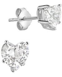 Sterling Forever - Silver Cz Hearts Studs - Lyst