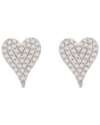 Suzy Levian - 14k 0.16 Ct. Tw. Diamond Elongated Heart Studs - Lyst