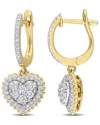 Diamond Select Cuts - 14k 0.60 Ct. Tw. Diamond Heart Halo Cuff Earrings - Lyst