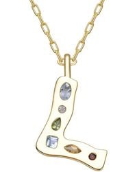 Genevive Jewelry - 14K Plated Cz Alphabetical Necklace - Lyst
