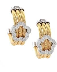 Diamond Select Cuts - Clover & Stainless Steel 0.09 Ct. Tw. Diamond Earrings - Lyst