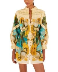 AMINA GLAM - Linen-Blend Mini Dress - Lyst