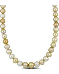 Pearls - 14k 0.06 Ct. Tw. Diamond 10-13mm Pearl Necklace - Lyst