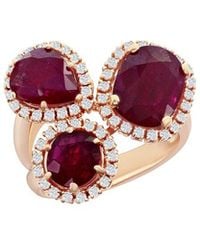Jewels by Viomo - 18K 5.94 Ct. Tw. Diamond & Ruby Three-Stone Ring - Lyst